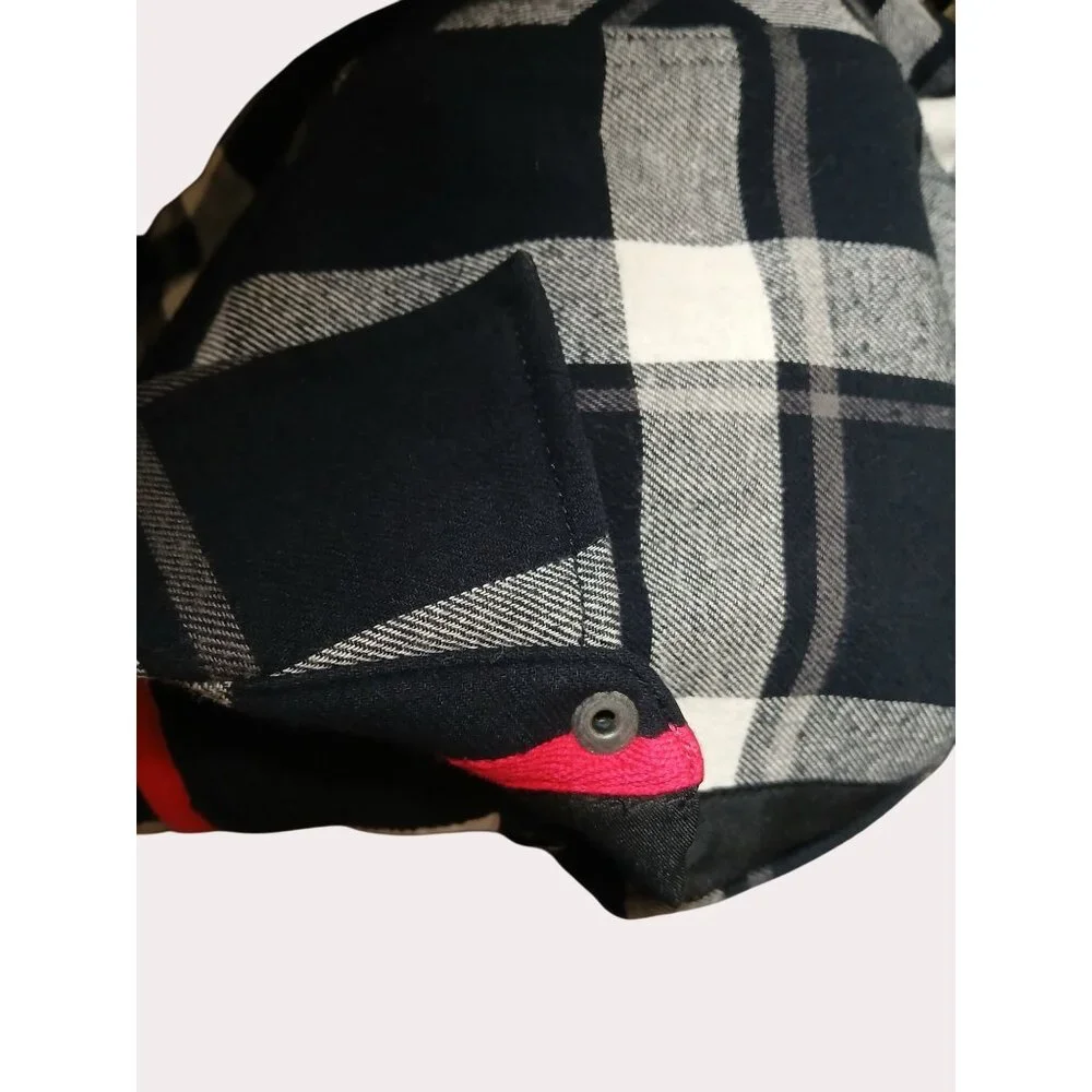 Orvis Womens Plaid Flannel Shirt Jacket Black Gray Snap Button Front S Pockets - Picture 7 of 16